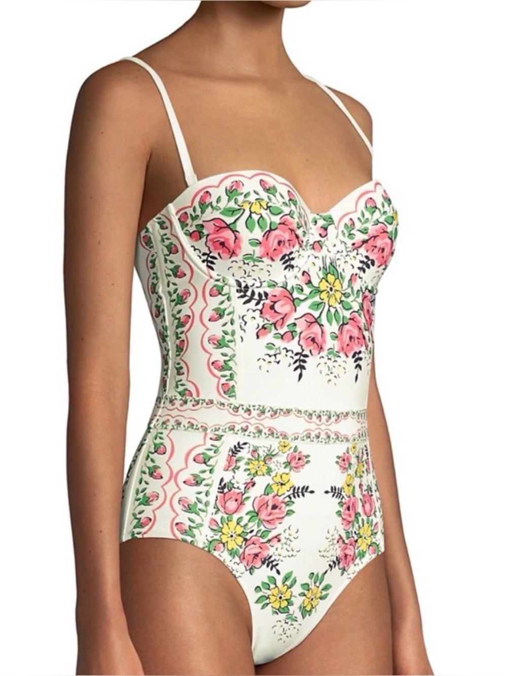 Tory Burch Lipsi Printed Underwire One-Piece Swimsuit Size Large Garden Veil